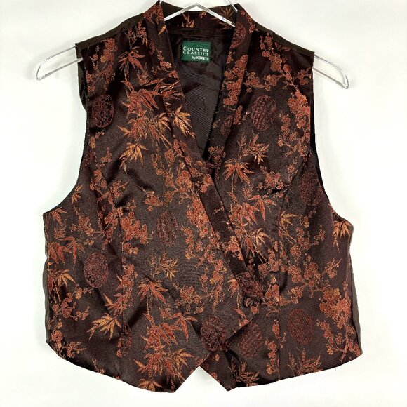Vintage Brown Floral Vest - Picture 1 of 10